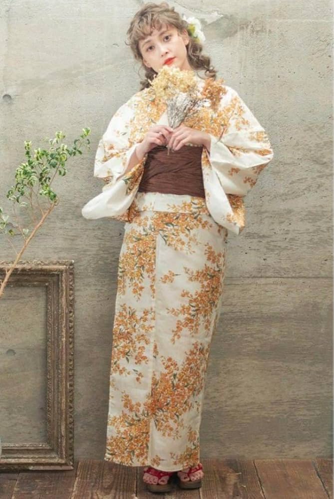 Dita 1人で着られる浴衣4点セット 夏のオレンジユーム ディータ 花柄 Amazon.co.jp: Dita（ディータ） 浴衣 夏のオレンジユーム 1人で